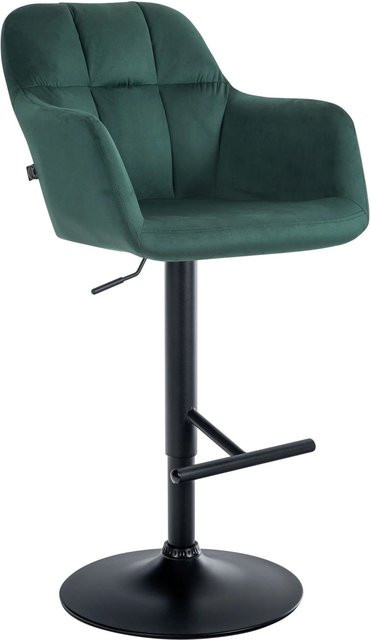 DELUKE Barhocker TUBEL höhenverstellbarer Barstuhl aus Samt in Grün und Schwarz, drehbar mit Lehne, B/T/H: 57 x 59 x 97 cm - Bild 1