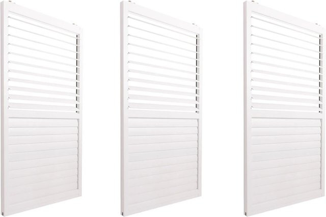 BERLINLODGE 3er-Set Aluminium Schiebetür für Pergola in Weiß, H x B: 206 x 272 cm, moderne Terrassenüberdachung mit Lamellenpaneel Modul - Bild 1