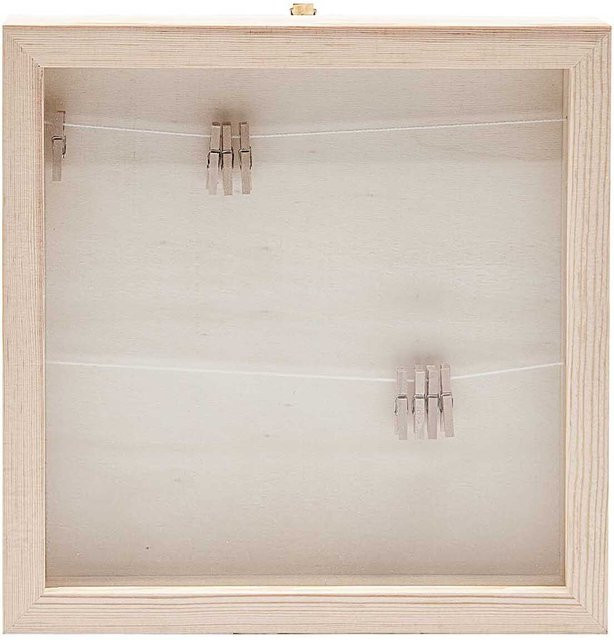 Rico Design Holz Bilderrahmen mit Fotoleine in Beige, B/H/T: 23 x 23 x 2,5 cm - Bild 1
