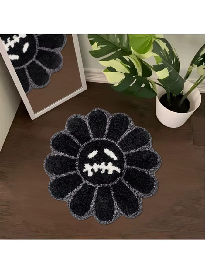 VIKAMA Gothic Sunflower Bodenmatte, schwarz, rutschfest und saugfähig, B/T: 60 x 60 cm - Bild 3