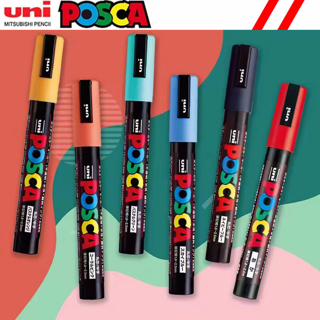 Uni Poscas Acrylmarker Permanent Marker mit Bullet-Spitze für Graffiti, Rock, Metal und Bastelarbeiten in Orange und Multicolour - Bild 1