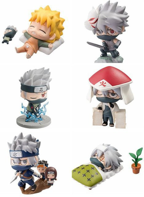 Bandai Naruto Anime Hatake Kakashi Uzumaki Uchiha Sasuke, Action Figur, 6-teiliges Set - Bild 1