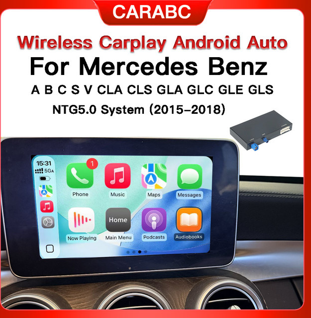 CARABC Drahtloses CarPlay und Android Auto Modul für Mercedes Benz NTG 5.0 System, Schwarz - Bild 1