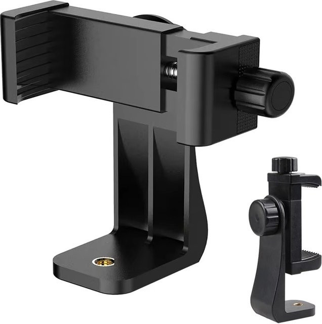 VORTNGLE 360 Grad drehbarer Handyhalter mit 1/4-Zoll-Schraube in Schwarz für iPhone und Xiaomi - Bild 1