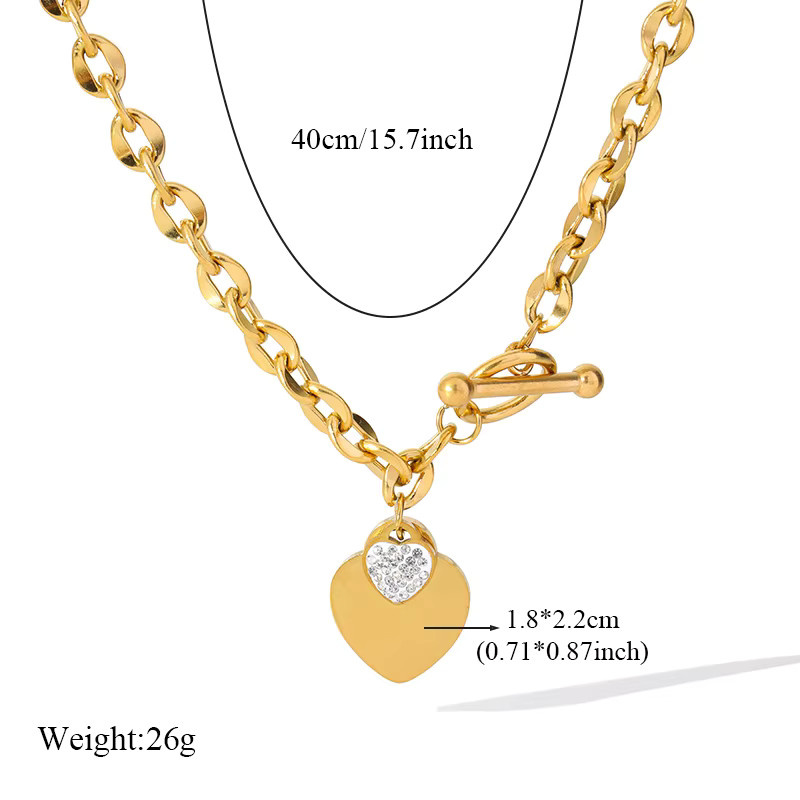 EILIECK Schmuck Set Doppel Herz Halskette Armband, Edelstahl, Damen - Bild 2