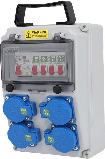 Tragbare industrielle Steckdosenbox von aimo in Weiß, IP44 wasserdicht, B/T/H: 26,0 x 17,0 x 14,0 cm - Bild 1