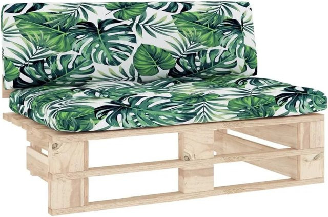 vidaXL Outdoor-Mittelsofa aus imprägniertem Kiefernholz mit Polsterkissen in Braun und Grün - Bild 1