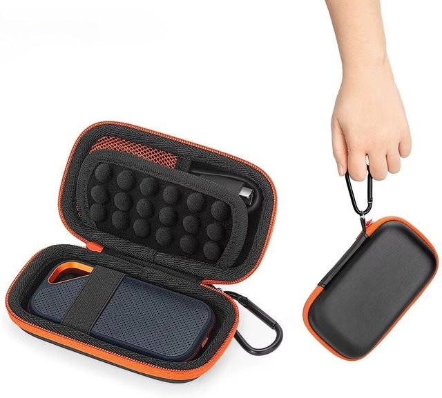 SanDisk Tragbarer Festplatten-Aufbewahrungskoffer aus stoßfester Hart-EVA-Hülle mit wasserdichter Netztasche und festem Riemen, Schwarz - Bild 1