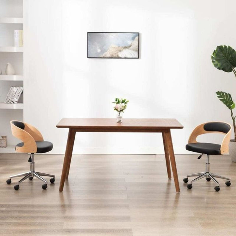 vidaxl Esszimmerstühle 2er Set Schwarz aus Bugholz und Kunstleder im Modern Retro Design - Bild 1