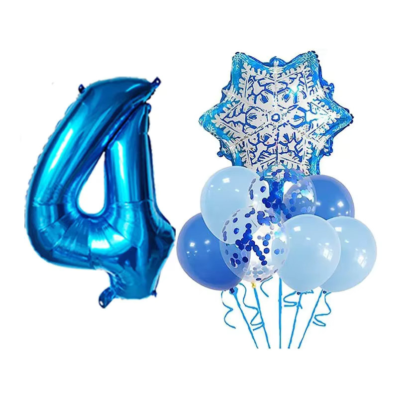 9 Stück BALONAQ Schneeflocken Aluminiumfolien-Ballons in Blau für Winter, Weihnachten und Geburtstag Dekoration - Bild 2