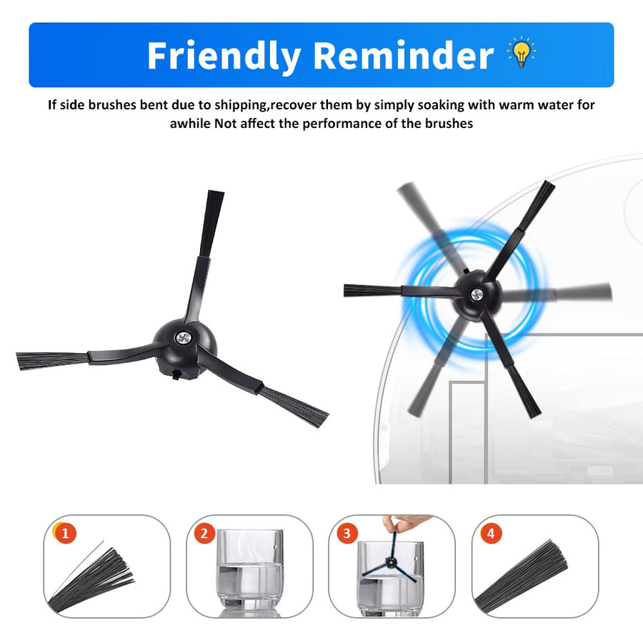 WINDNINJA Ersatz-Seitenbürsten für Eufy X8 Pro und X8 Pro SES Roboterstaubsauger in Schwarz - Bild 4