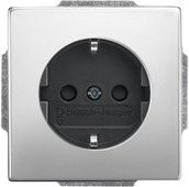 Busch-Jaeger Schuko Steckdosen-Einsatz in Edelstahl Silber 2300 EUCB-866 - Bild 1