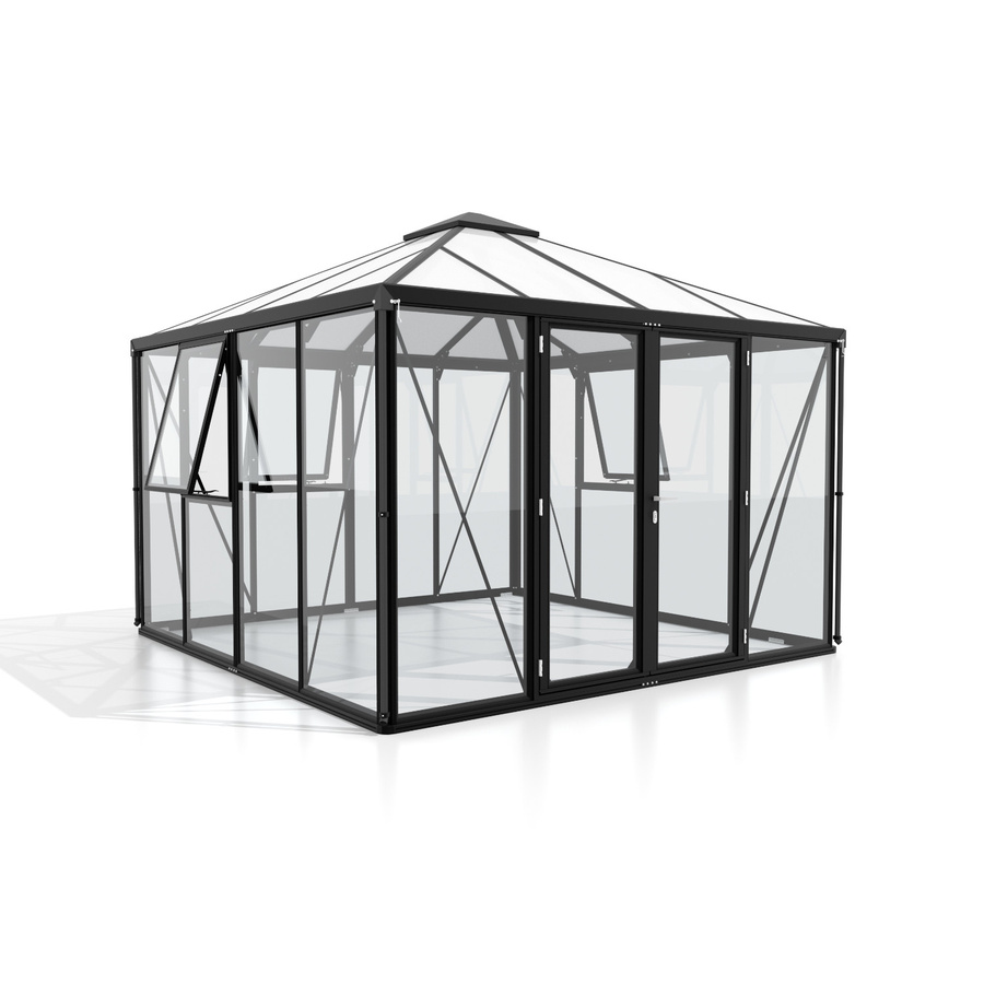 Vitavia Gewächshaus-Pavillon Fortuna in Schwarz mit 3 mm ESG-Glas und 10 mm HKP, 10,2 m² - Bild 2