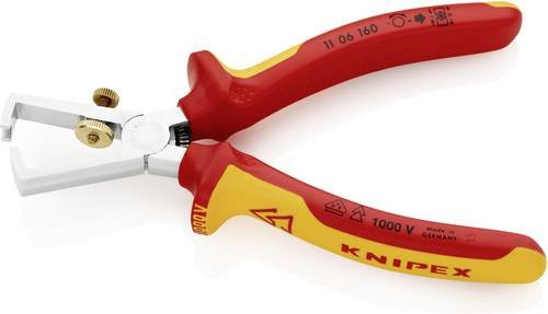 Knipex Abisolierzange 11 06 160 VDE isoliert mit Mehrkomponenten-Hüllen, verchromt, Farbe: rot, Länge: 160 mm - Bild 1