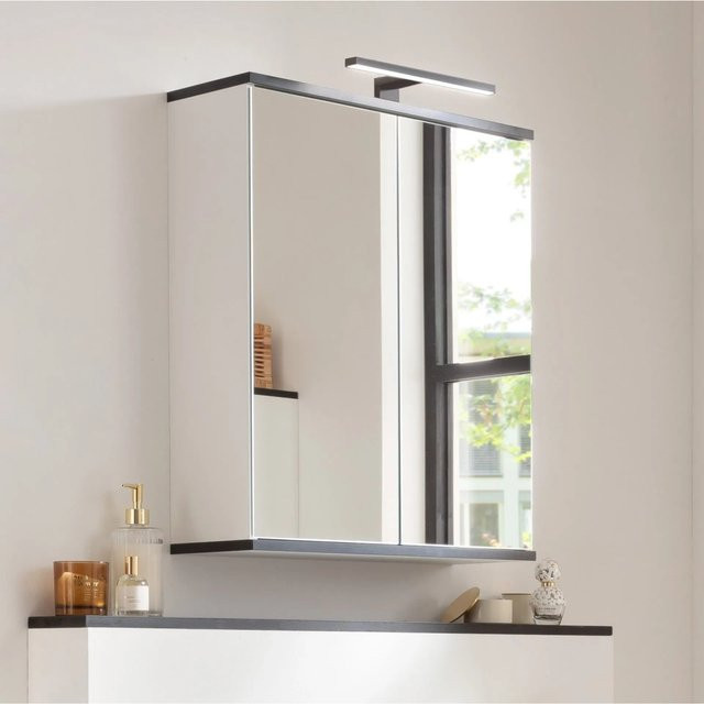 Fackelmann Spiegelschrank TE-A Modern Weiß Matt Grau B/H/T: 60,2 x 71,3 x 20 cm - Bild 1