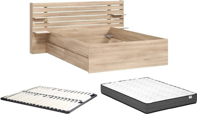 Vente-unique Bettrahmen Tenalia Modern in Beige mit Schubladen aus Spanplatten, B/T/H: 140 x 190 x 202,8 cm oder 150 x 200 x 202,8 cm - Bild 1
