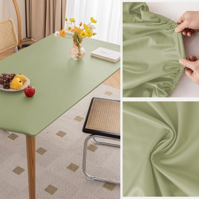 Wasserdichte rechteckige Vinyl Tischdecke von Warm Magpie Home in Grün, B/T: 60 x 60 cm - Bild 1