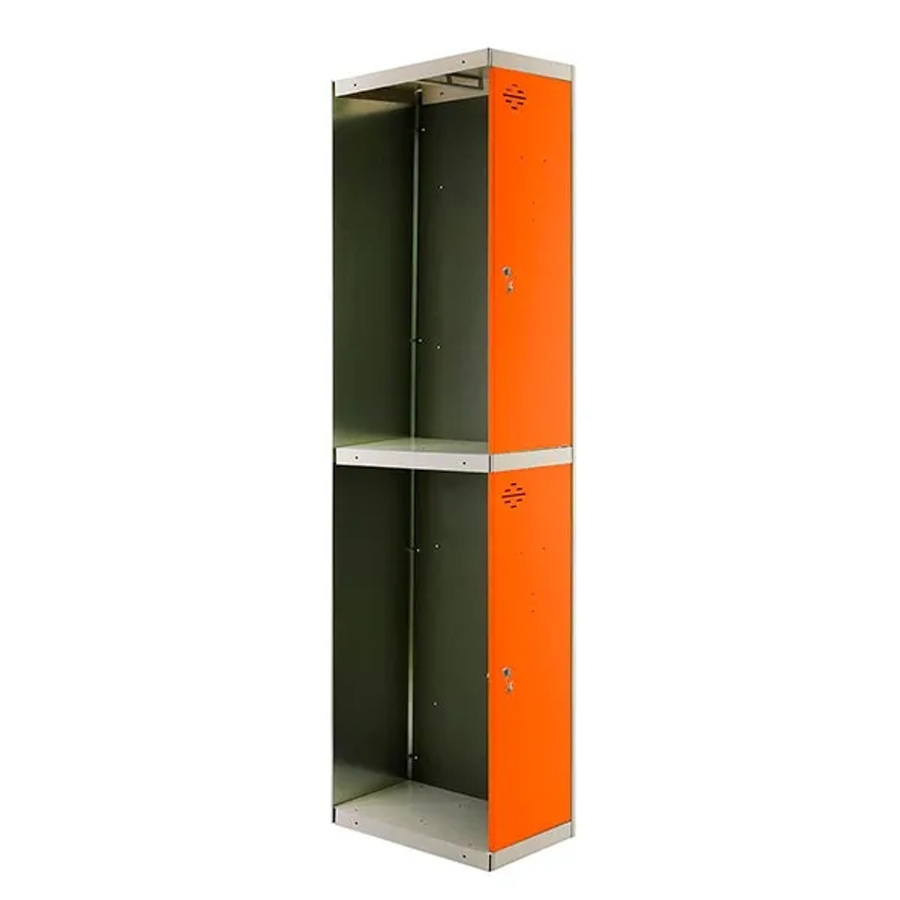 PROREGAL Spind AMEGO Anbaumodul mit 2 Abteilen, Schließfach Garderobe, Grau-Orange, H x B x T: 180 x 40 x 50 cm - Bild 2