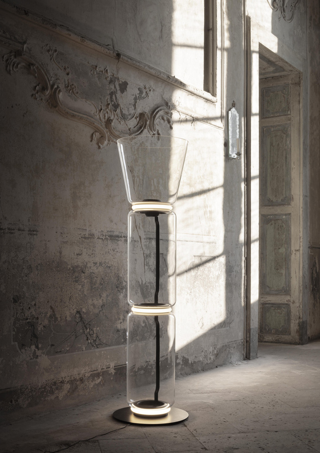 Flos Noctambule 2 High Cylinder Cone Small Base Stehleuchte aus transparentem Glas mit dimmbarer LED - Bild 3