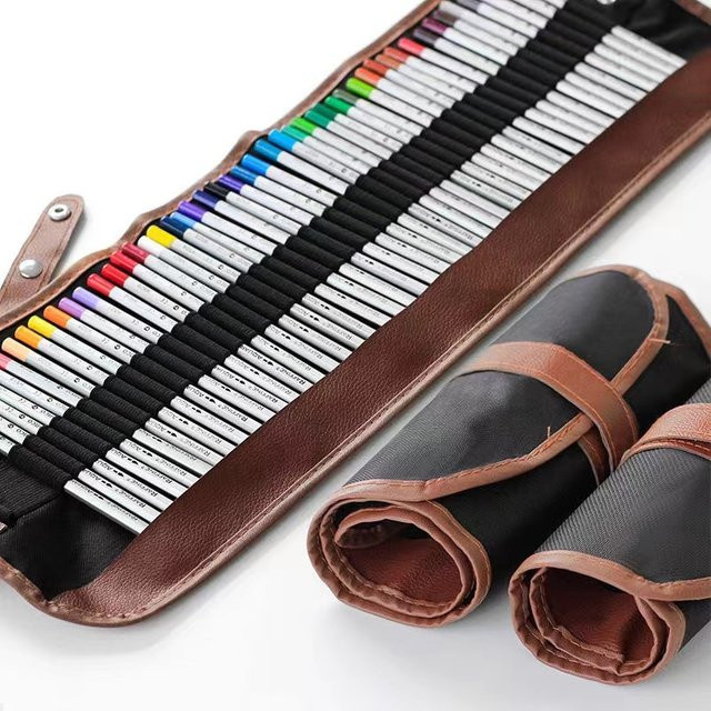 AngelMark Leinwand Stifteetui Rollbar in Braun mit verschiedenen Fachanzahlen zur Aufbewahrung von Schreibwaren - Bild 1