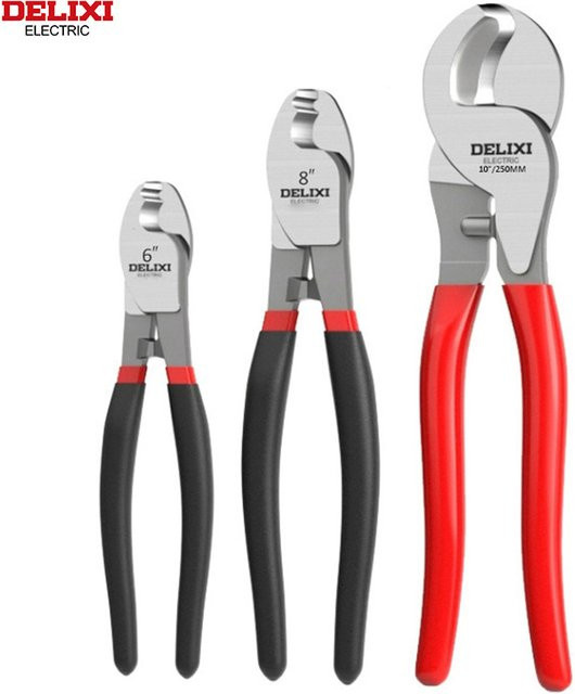 DELIXI ELECTRIC Kabelschneider und Abisolierzange aus Chrom-Vanadium-Stahl in Rot - Bild 1