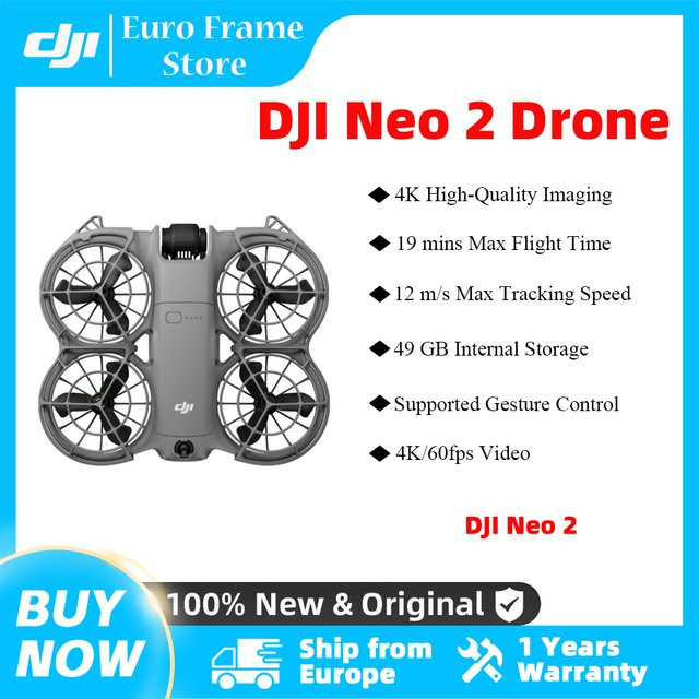 DJI Neo2 Drohne mit 4K stabilisierter Videofunktion, grau, 151g, leicht und tragbar mit vollständigem Propellerschutz - Bild 1