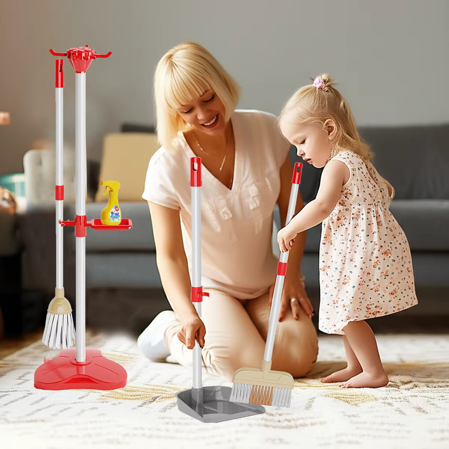 Chriyungel Kinder-Reinigungsspielzeug-Set in Blau mit Besen, Kehrschaufel und Mopp für Montessori-Rollenspiele - Bild 2