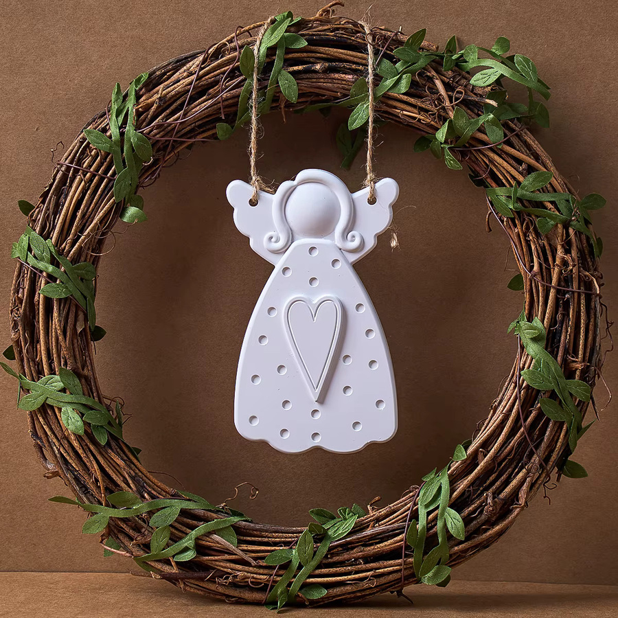 UDOCOOL Silikonform für DIY gesichtslose Engel als Weihnachtsbaum-Hänger mit Herz- und Punkt-Textur in Weiß - Bild 4