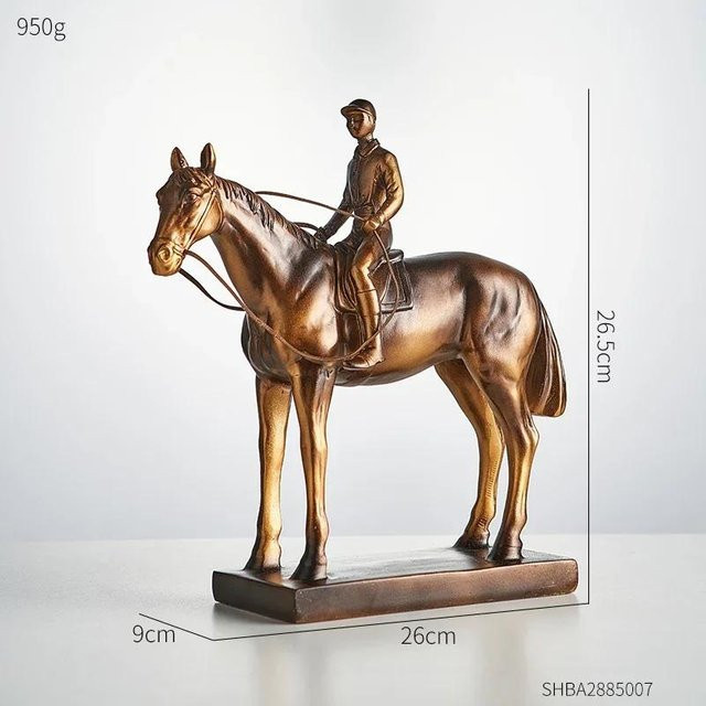 Retro Reiterfigur aus Harz in Braun von Yiran Furniture als Vintage Deko-Ornament für Schreibtisch und Wohnzimmer - Bild 1