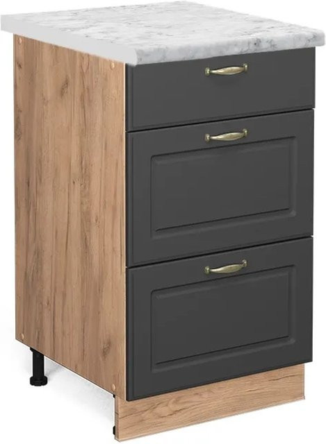 Vicco Küchenunterschrank Fame-Line in Anthrazit und Eiche mit Soft-Close-Türen, B: 50 cm, H: 82 cm, T: 60 cm - Bild 1