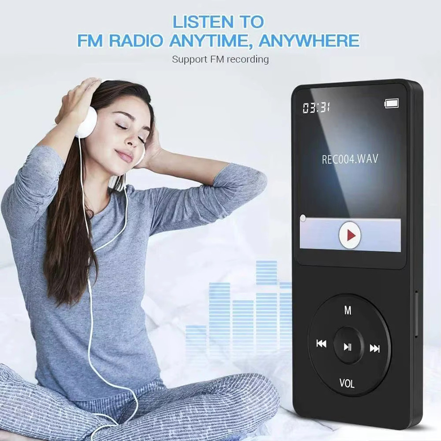 VORTNGLE Tragbarer MP3 Walkman mit Bluetooth 5.4, Musik-Stereo-Player mit E-Book-Unterstützung, Aufnahme-Funktion und FM-Radio in Schwarz - Bild 2
