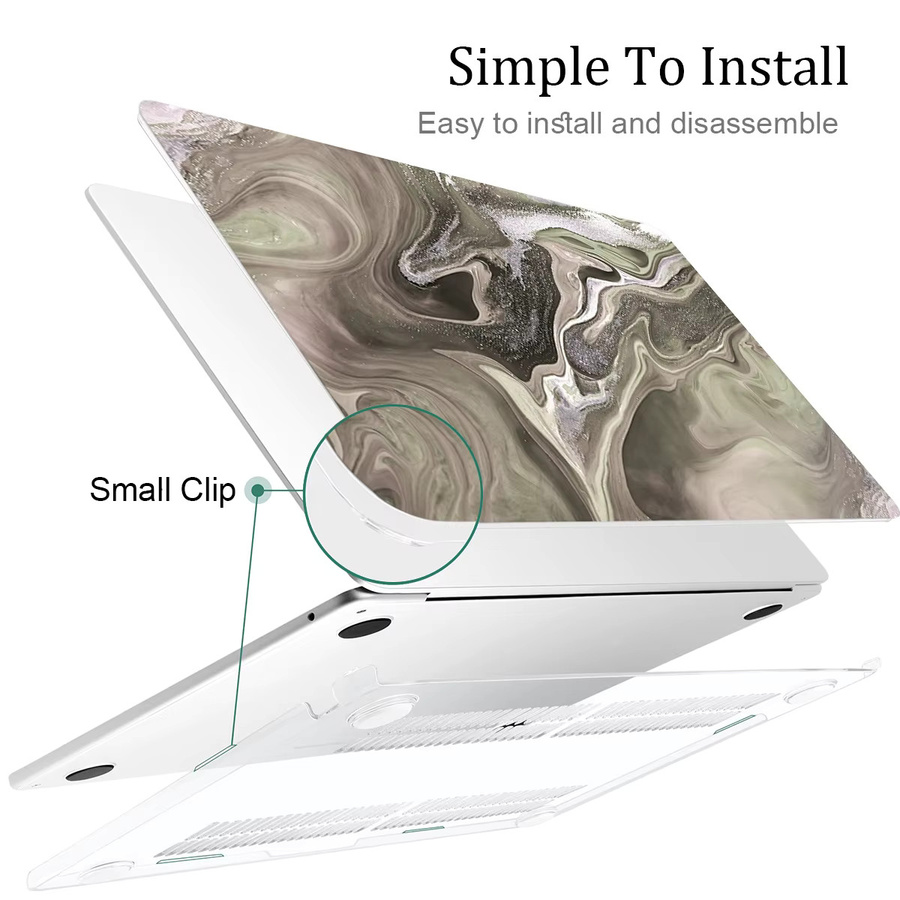 FocusOnPC Laptop Hülle mit grünem Marmor-Glitzer Design für MacBook Air und MacBook Pro 13 14 15 16 Zoll, kratzfeste Hartschalen-Schutzhülle - Bild 2