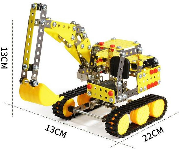 Linyi toy car 3D DIY Metall Baustein Montage Modell Bagger Muldenkipper Kran, Fahrzeuge, ab 14 Jahren - Bild 1