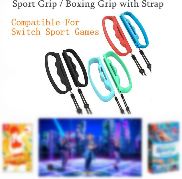 KOMIER Fitness-Box Sportzubehör für Nintendo Switch Joy Con mit Handgelenk-Armbändern in Rot, Blau und Multicolour - Bild 1