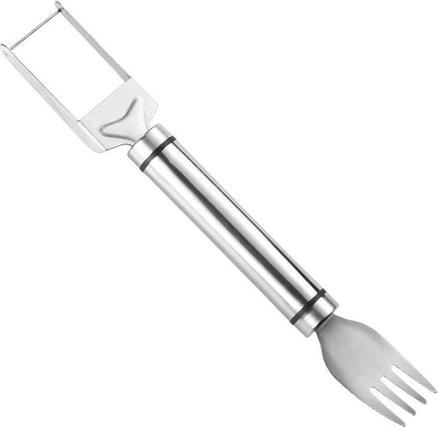 Edelstahl Wassermelonen-Schneider in Windmühlen-Design, Obst- und Salat-Slicer aus Edelstahl, Farbe: Weiß/Silber - Bild 1