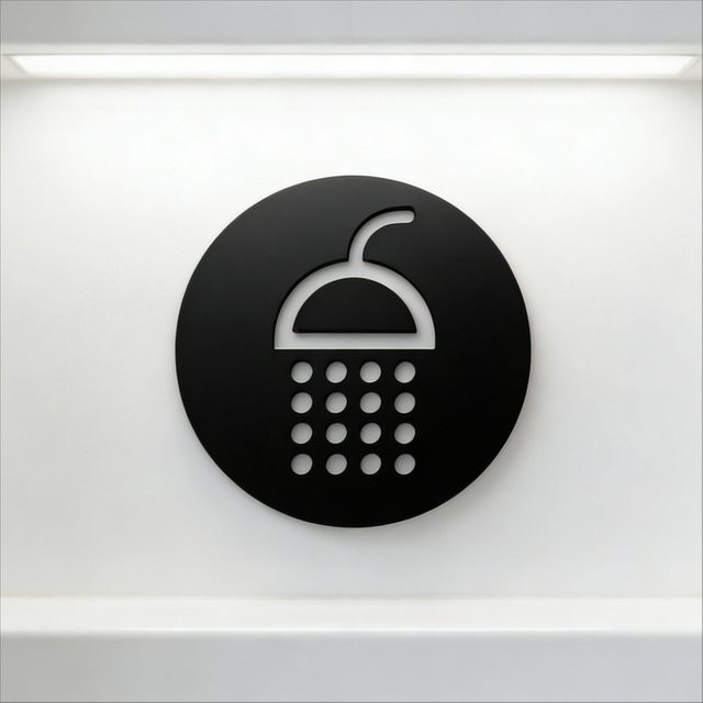 CIFBUY 3D-Acryl-Schild für Dusche und Badezimmer, rund, schwarz, selbstklebend - Bild 1