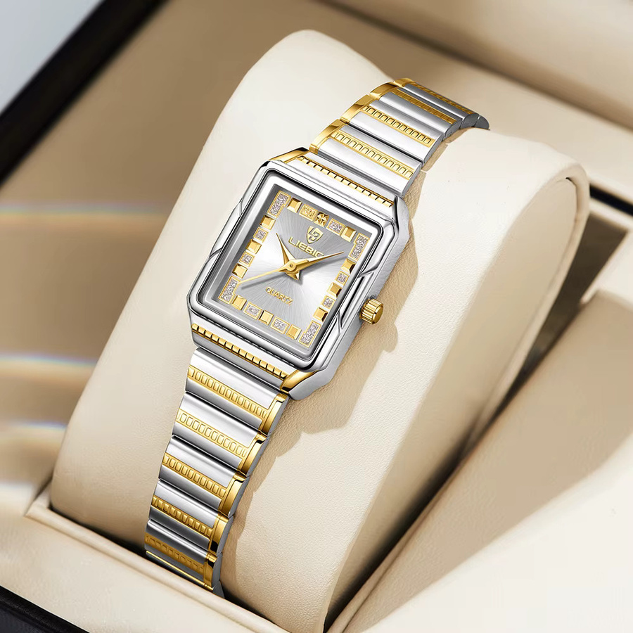 LIEBIG Armbanduhr Edelstahl, Gold, Quarz, Diamantbesetzt, Damen - Bild 2