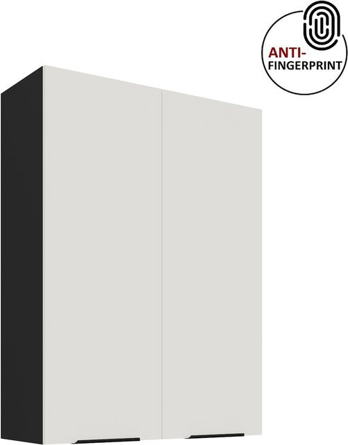 ARIA Hängeschrank Weiss Küchenzeile mit Anti Fingerprint Oberfläche und Einlegeböden, Höhe: 90 cm, Breite: 80 cm - Bild 1