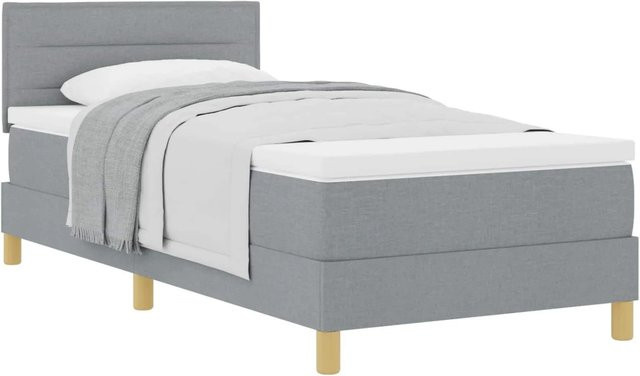 vidaXL Boxspringbett mit Matratze Hybrid-Design in Hellgrau, B/T/H: 80 x 200 x 140 cm - Bild 1