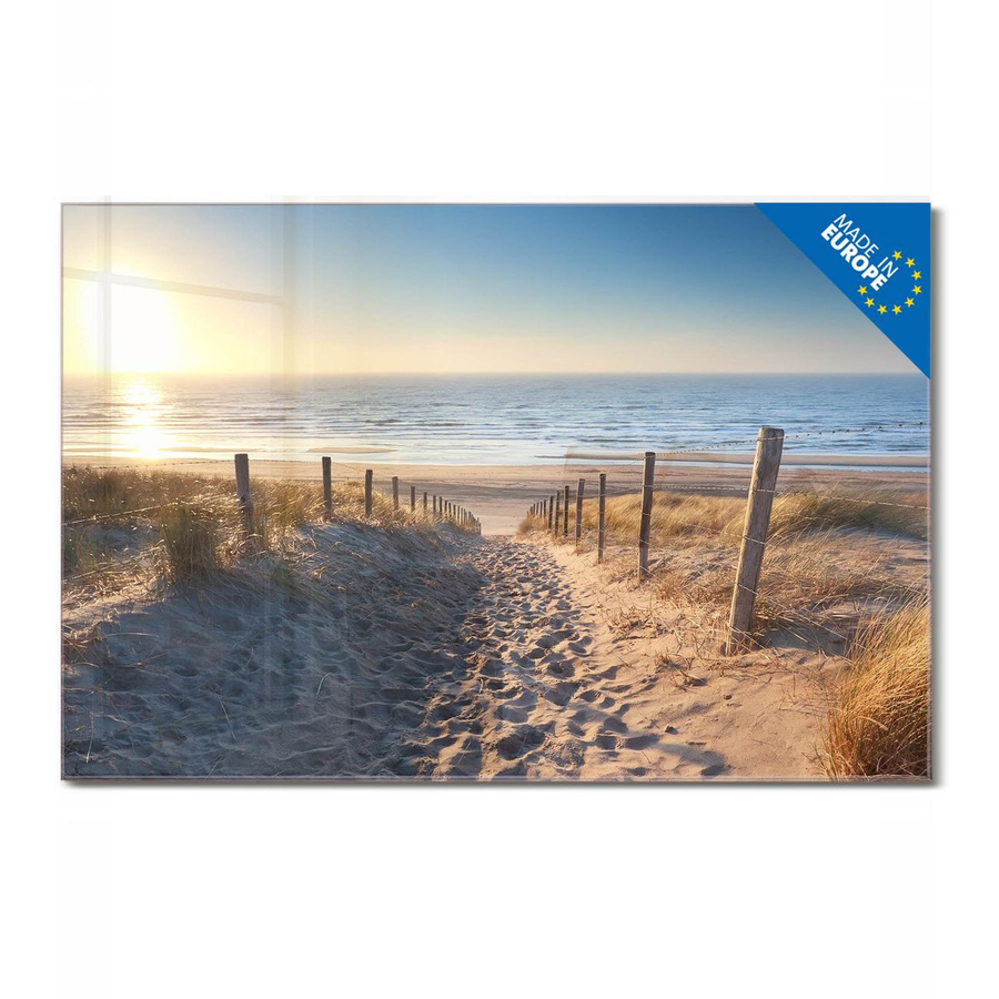 Banjado Glas Magnettafel Motiv Nordseestrand, rahmenlos, beschreibbar, B: 120 cm, H: 80 cm, Multicolor - Bild 1
