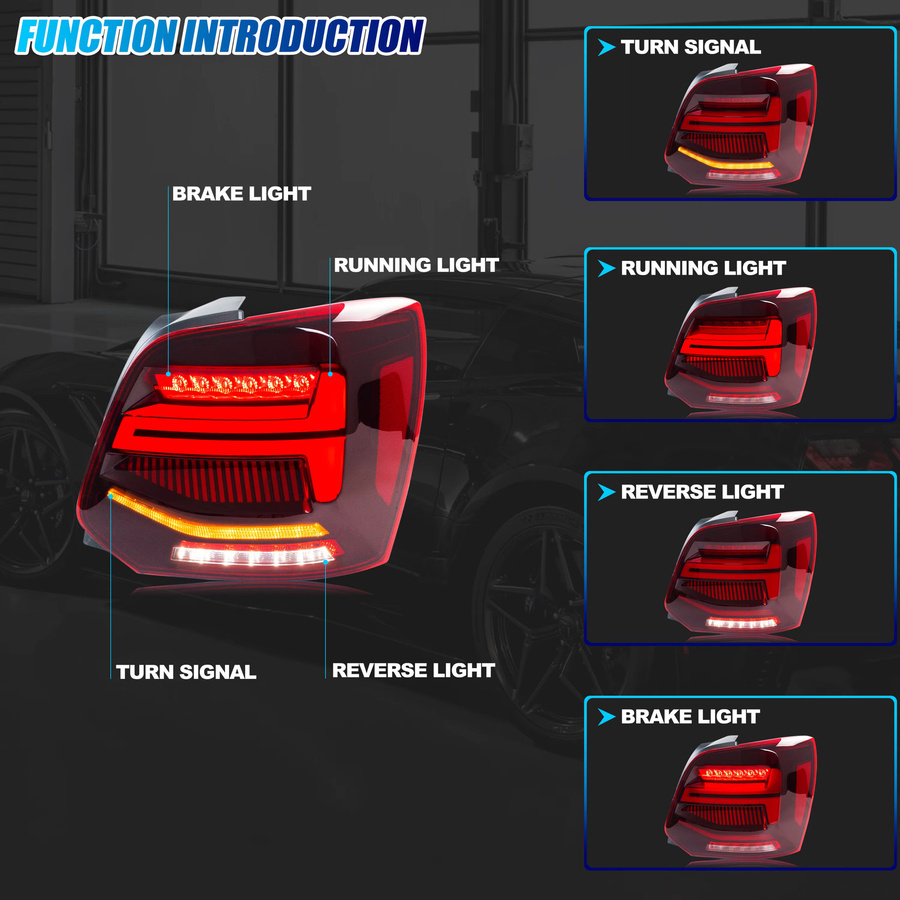 LED-Rückleuchten mit dynamischem sequentiellen Blinker für VW Volkswagen Polo MK5 6R 6C (2009-2017) von carinamoba - Bild 2