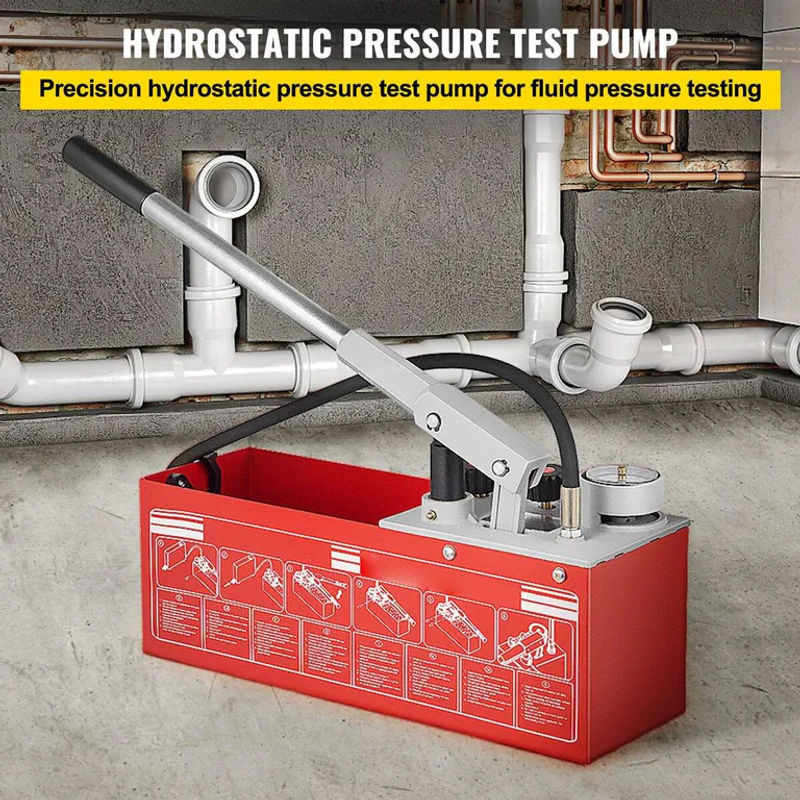 Buying Solutions MB Hydrostatische Druckprüfpumpe in Rot mit 12,1-Liter-Tank für Tests bis 60 bar/860 psi, manuelles hydraulisches Wasserdruckprüfgerät-Kit mit Dreifach-Manometer und R 1/2 Anschluss - Bild 3