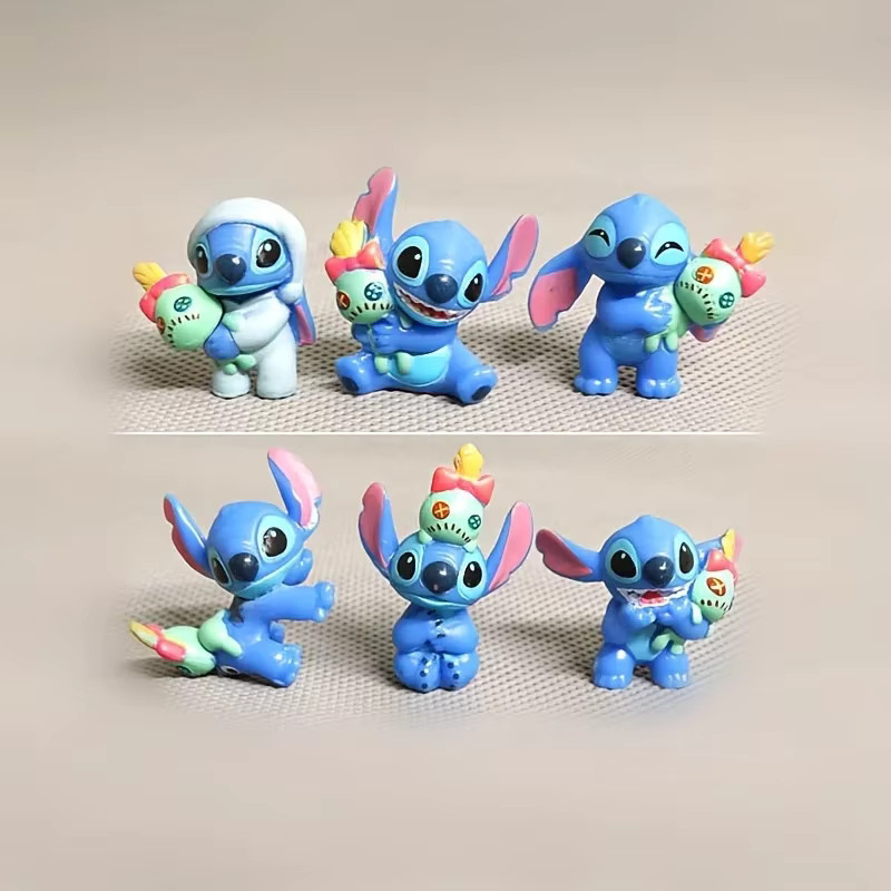 6er Set Bandai Anime Charakter Figuren Stitch aus PVC in Multicolor, Höhe: 3,5 cm - Bild 2