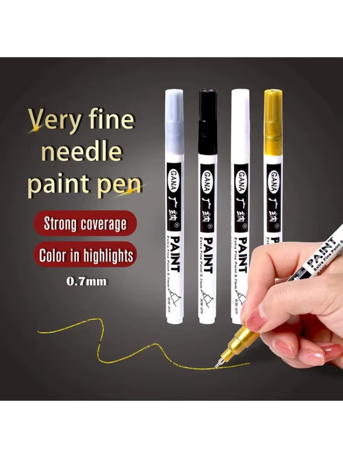 Haile Permanent Marker Set mit 4 Farben, 0,7 mm feine Spitze, wasserfeste Tinte für Stein, Holz, Metall und Leinwand, Mehrfarbig - Bild 7