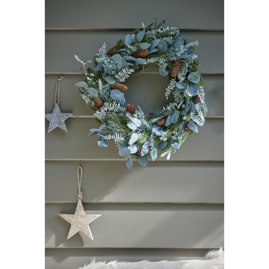 EVERLANDS Weihnachtskranz Modern in Grün und Silber, Durchmesser: 40 cm, Höhe: 8 cm - Bild 2
