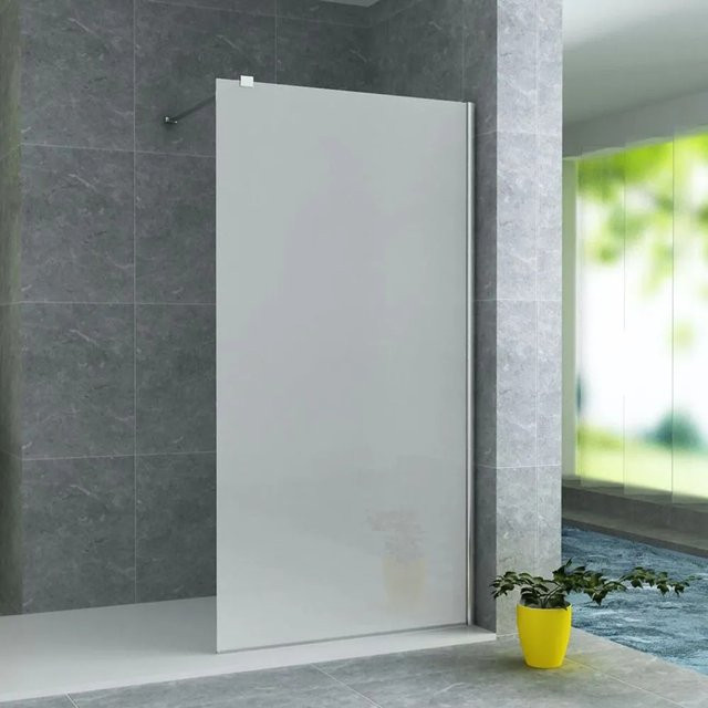 Aloni Walk-In Duschwand aus Milchglas mit Easy-Clean-Beschichtung, Farbe Weiß, B: 80 cm, H: 200 cm, Glasstärke: 8 mm - Bild 1