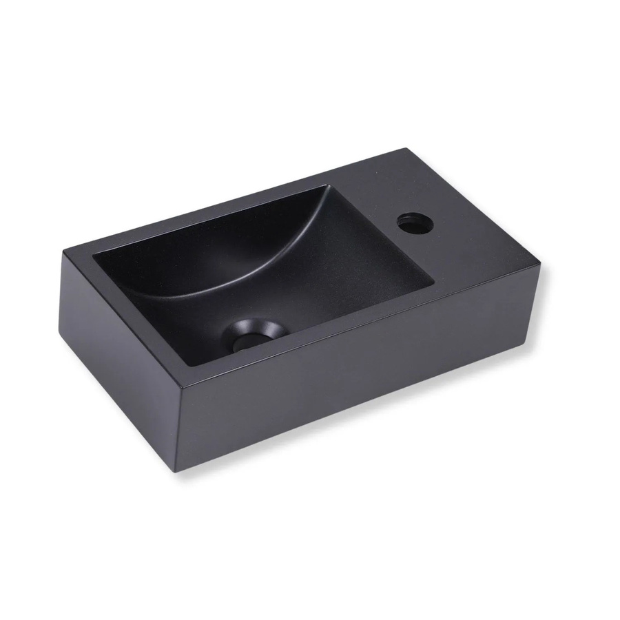Stilform Gäste WC Waschbecken QUARZ Schwarz Matt mit Hahnloch, B/T/H: 40 x 22 x 10 cm - Bild 2