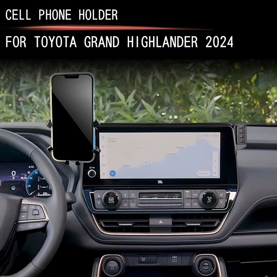 Smartphone Halterung für Toyota Grand Highlander 2024 mit kabelloser Ladefunktion und Schwerkraft-Mechanismus in Schwarz - Bild 4