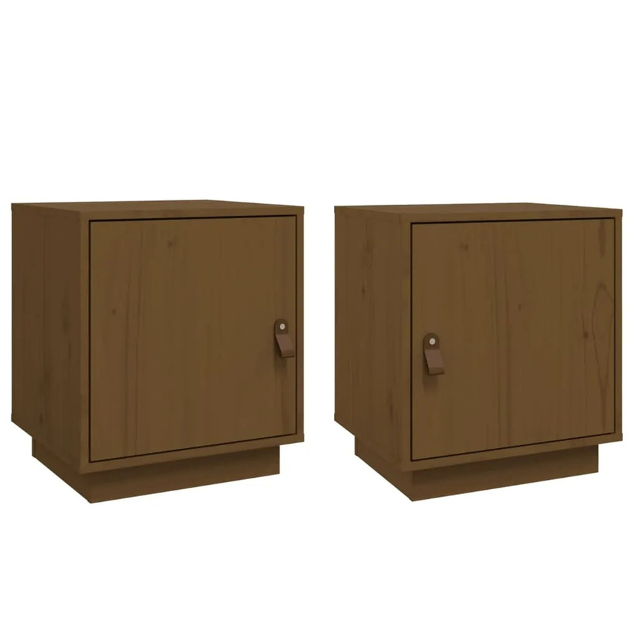 Set aus 2 vidaXL Nachttischen Modell 3 aus massivem Kiefernholz in Honigbraun, B/T/H: 40 x 34 x 45 cm - Bild 2