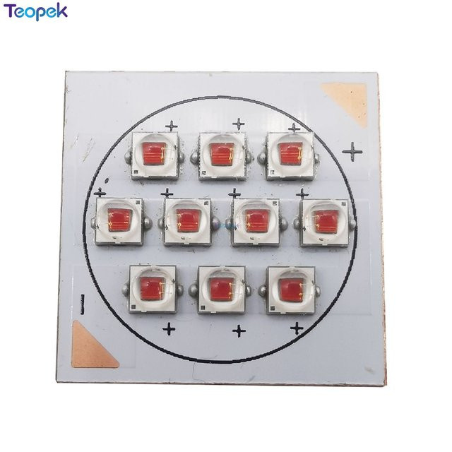 Teopek XP-E2 Foto-Rotlicht LED mit 30W Multichip COB Technologie, 660nm und 730nm Wellenlängen, Farbe Rot, Kupfer Gehäuse - Bild 1